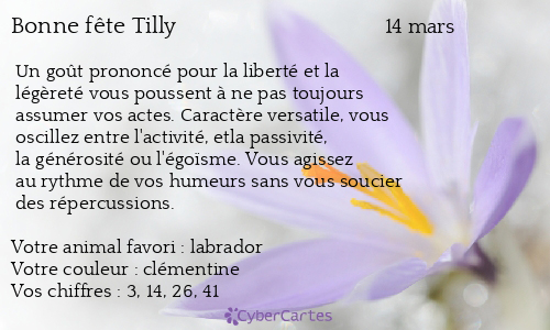 Carte bonne fête Tilly