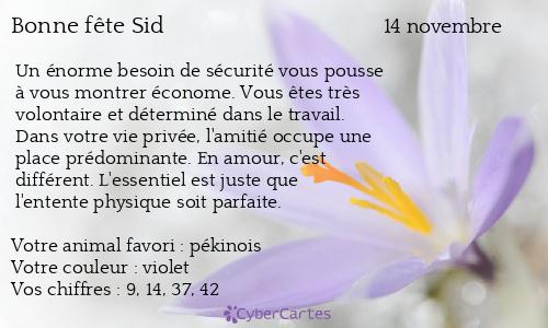 Carte bonne fête Sid