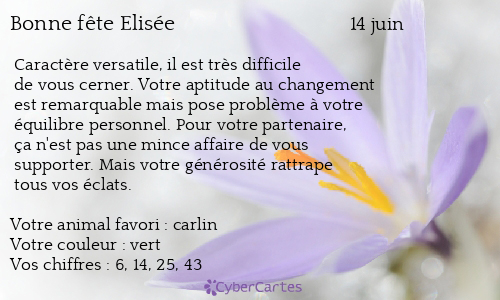 Carte bonne fête Elisée