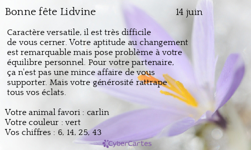 Carte bonne fête Lidvine