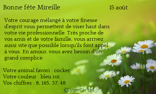 Carte bonne fête Mireille