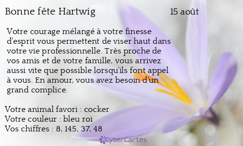 Carte bonne fête Hartwig