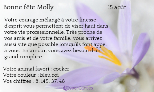 Carte bonne fête Molly