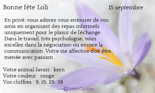 Carte bonne fête Loli