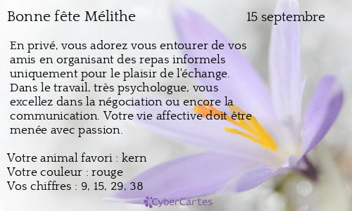 Carte bonne fête Mélithe