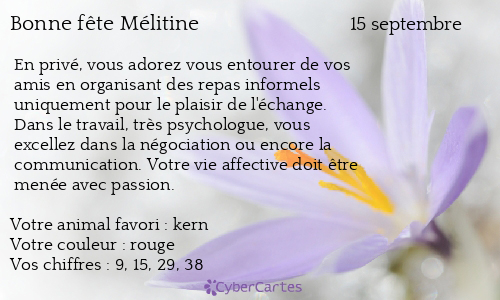 Carte bonne fête Mélitine