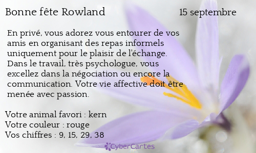 Carte bonne fête Rowland