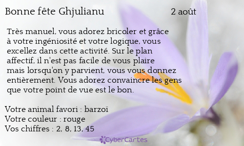 Carte bonne fête Ghjulianu