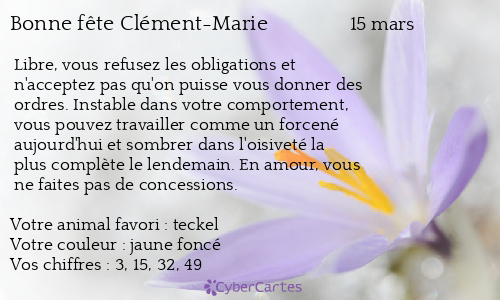 Carte bonne fête Clément-Marie