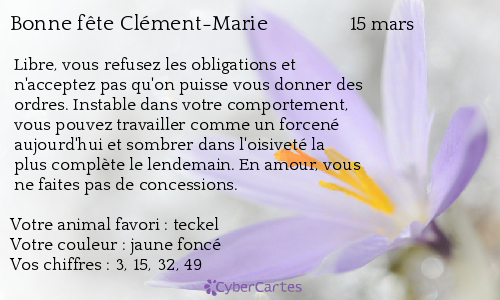 Carte bonne fête Clément-Marie