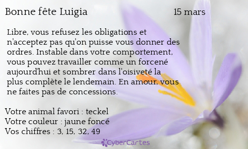 Carte bonne fête Luigia