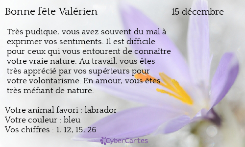 Carte bonne fête Valérien