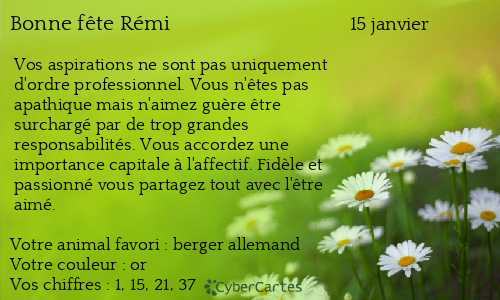 Carte bonne fête Rémi