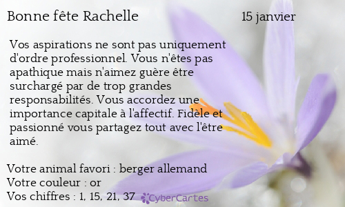 Carte bonne fête Rachelle