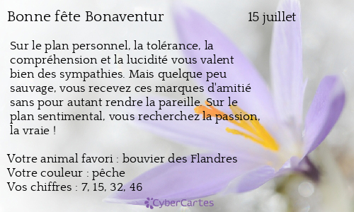 Carte bonne fête Bonaventur