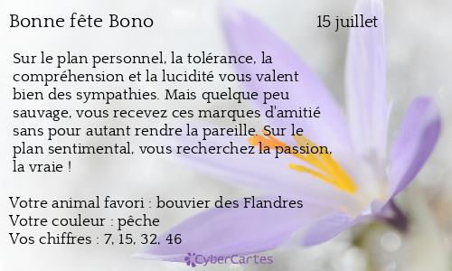 Carte bonne fête Bono