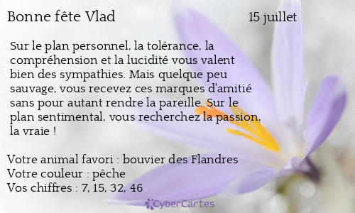 Carte bonne fête Vlad