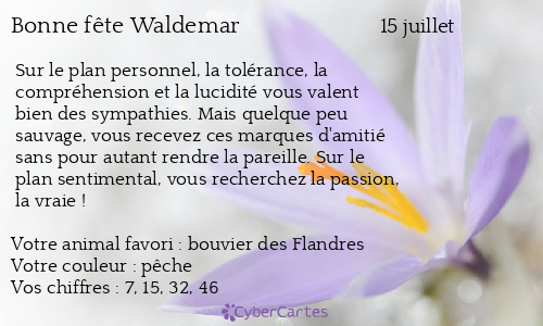 Carte bonne fête Waldemar