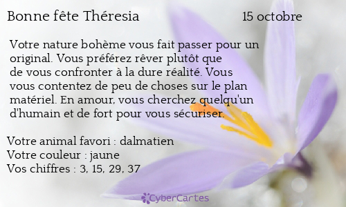 Carte bonne fête Théresia