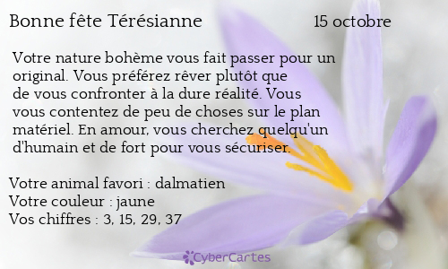 Carte bonne fête Térésianne