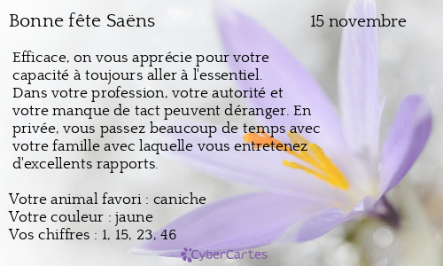 Carte bonne fête Saëns