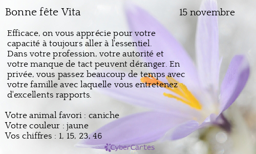 Carte bonne fête Vita