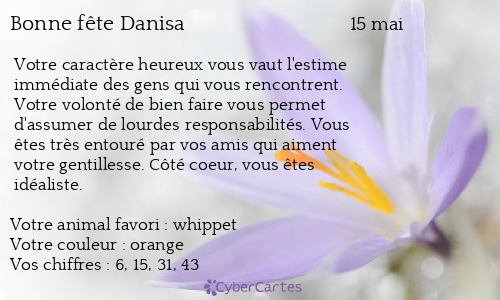 Carte bonne fête Danisa