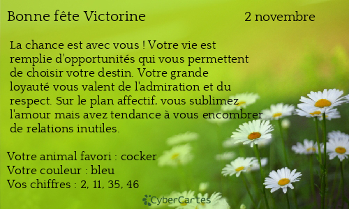 Carte bonne fête Victorine