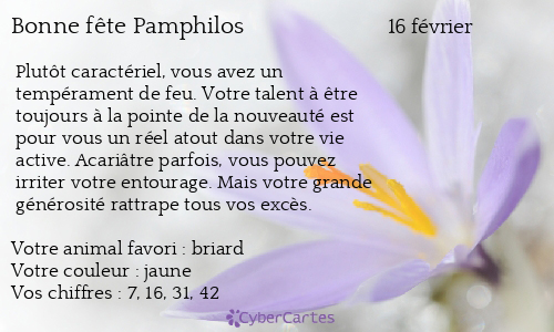 Carte bonne fête Pamphilos