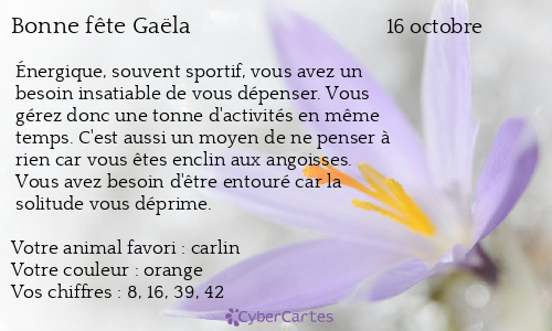Carte bonne f&ecirc;te Gaëla