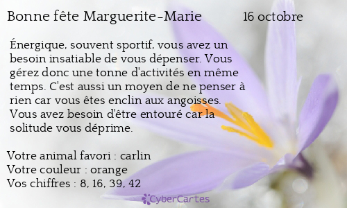 Carte bonne fête Marguerite-Marie