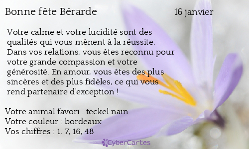 Carte bonne fête Bérarde