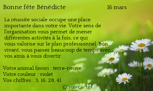 Carte bonne fête Bénédicte
