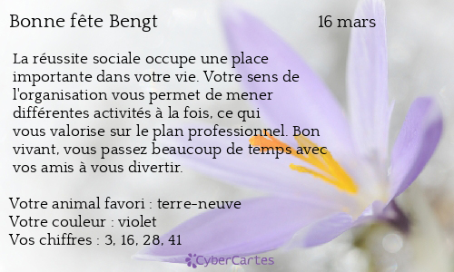 Carte bonne fête Bengt