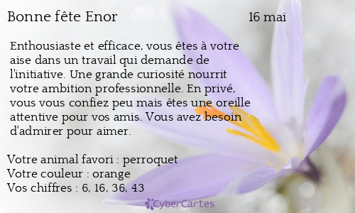 Carte bonne fête Enor