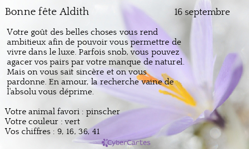 Carte bonne fête Aldith