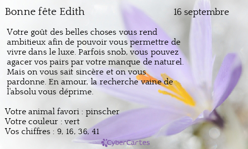 Carte bonne fête Edith