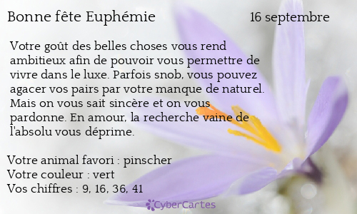 Carte bonne fête Euphémie