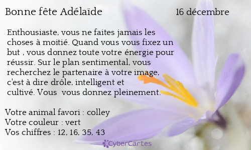 Carte bonne fête Adélaïde