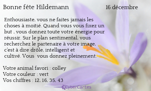 Carte bonne fête Hildemann