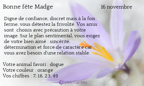 Carte bonne fête Madge