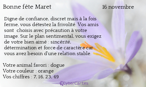 Carte bonne fête Maret