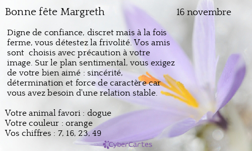 Carte bonne fête Margreth