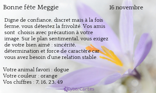 Carte bonne fête Meggie