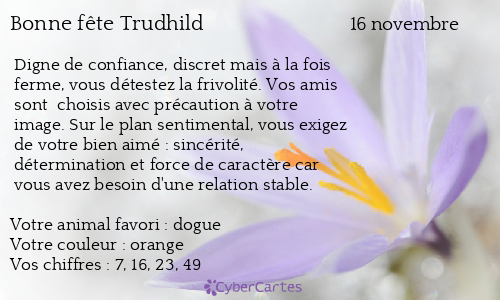 Carte bonne fête Trudhild