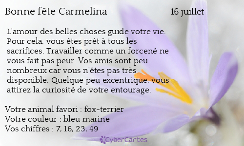Carte bonne fête Carmelina