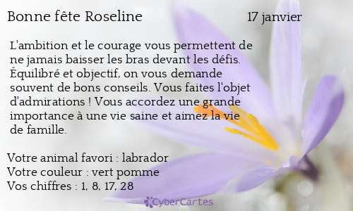 Carte bonne fête Roseline