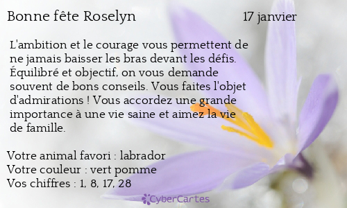 Carte bonne fête Roselyn