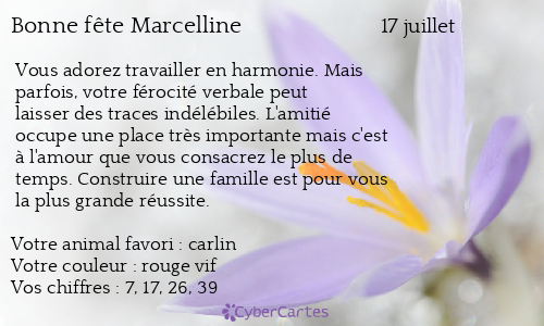 Carte bonne fête Marcelline