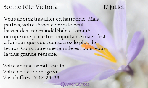 Carte bonne fête Victoria